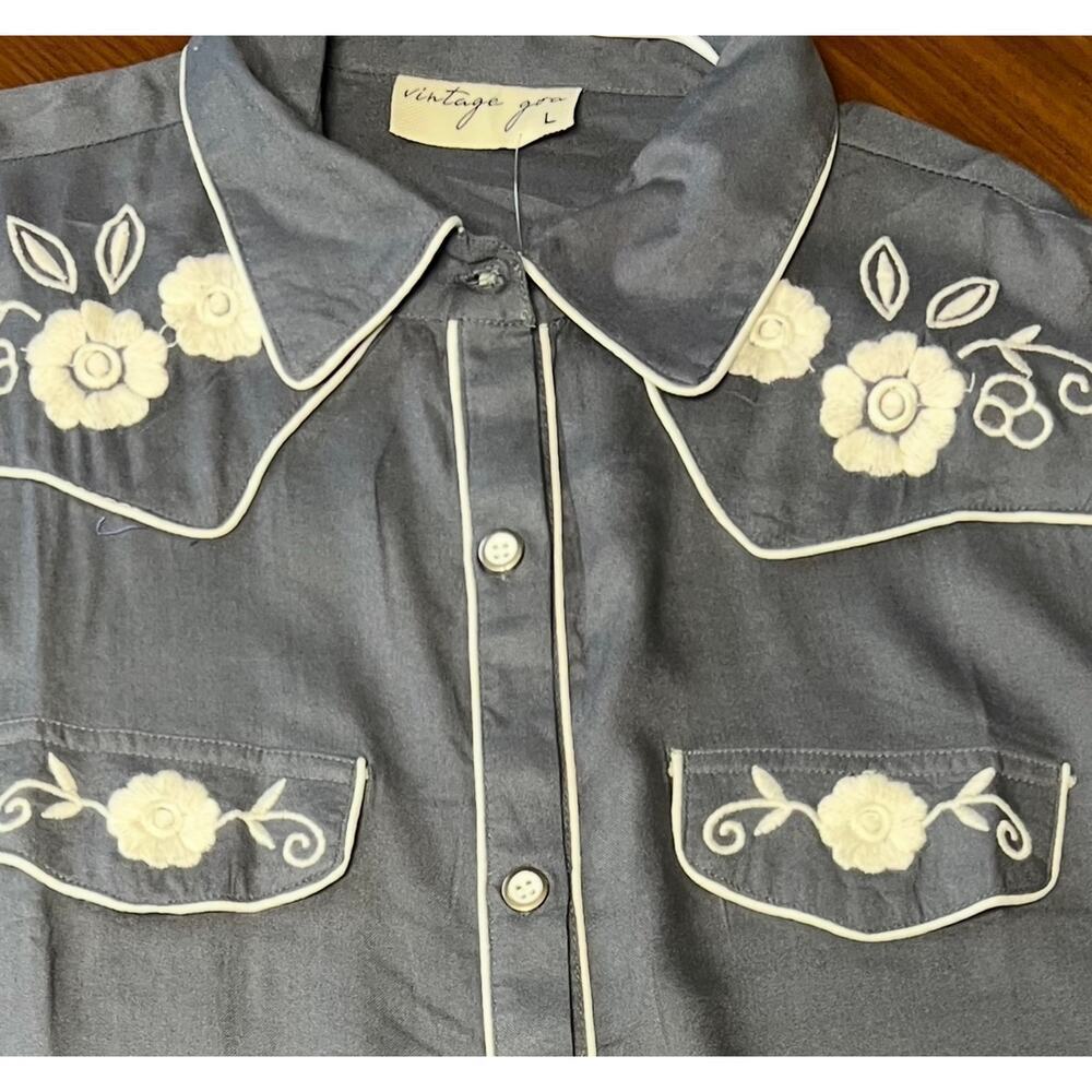 Vintage Goa NWT Embroidered Western Shirt Boho Prairie Y2K Medium - Picture 3 of 7
